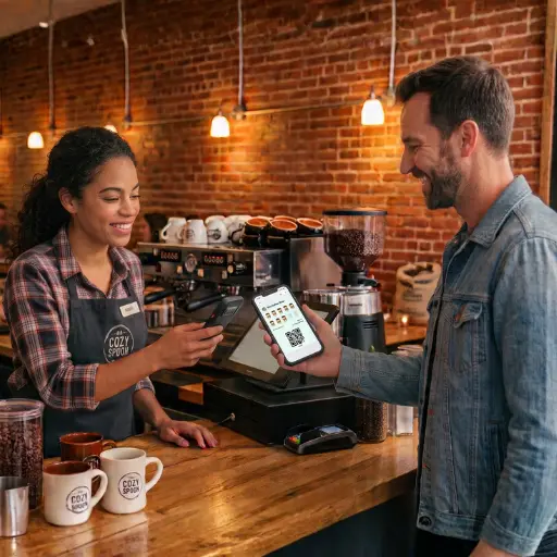 Cashier scanning a customer card in the Stamp Cards Staff App